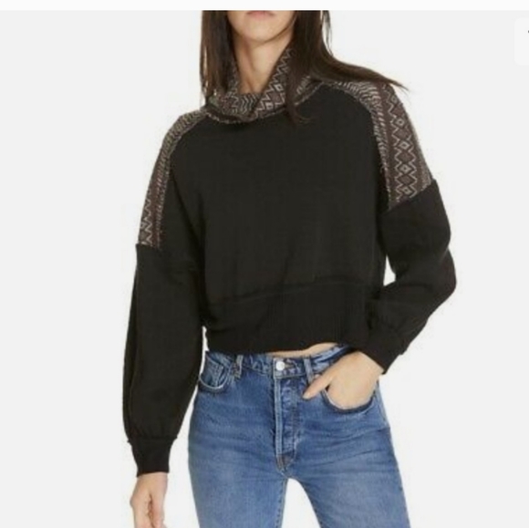Free  People At The Lodge Pullover Tee Sweater Sz.S - Picture 3 of 10